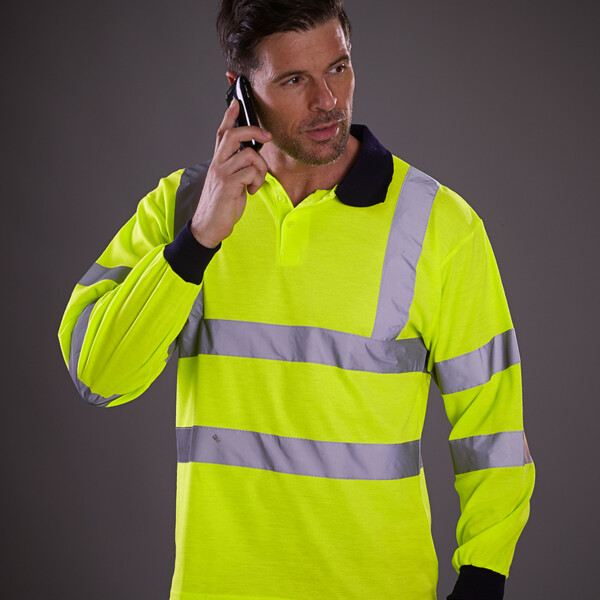 Yoko Hi-Vis Long Sleeve Polo Shirt Thumbnail